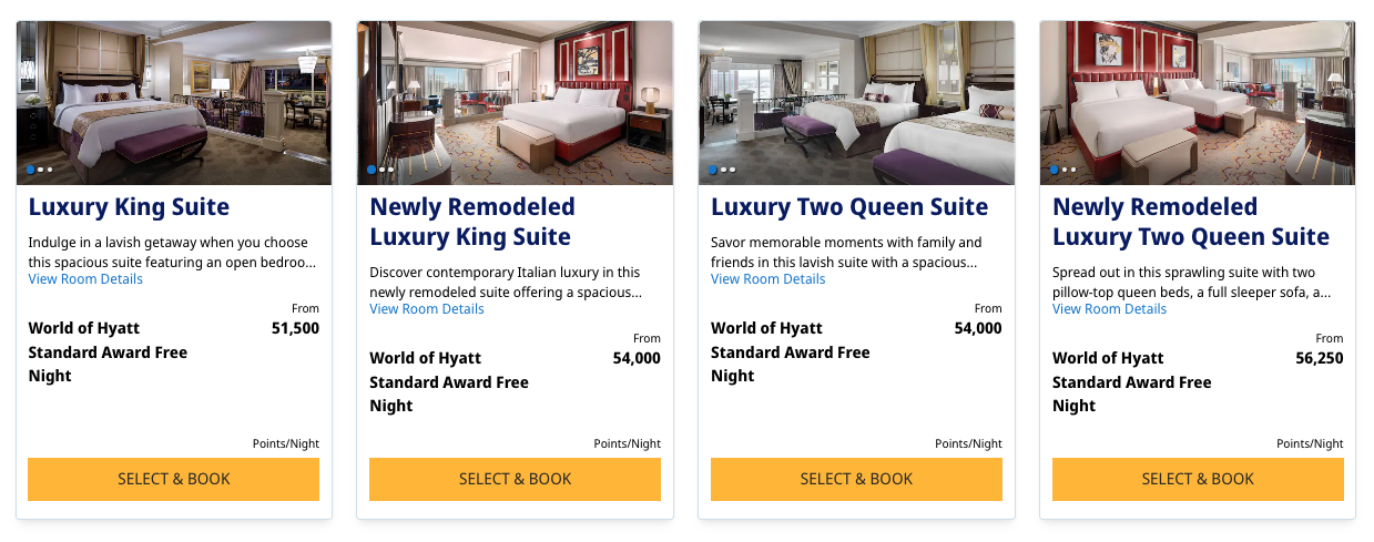 The Venetian Las Vegas award booking